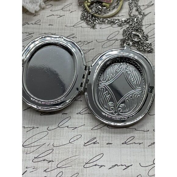 Lavender rhinestone SILV Photo Locket Keepsake Anniversary Valentine's Gift wife - Picture 14 of 16